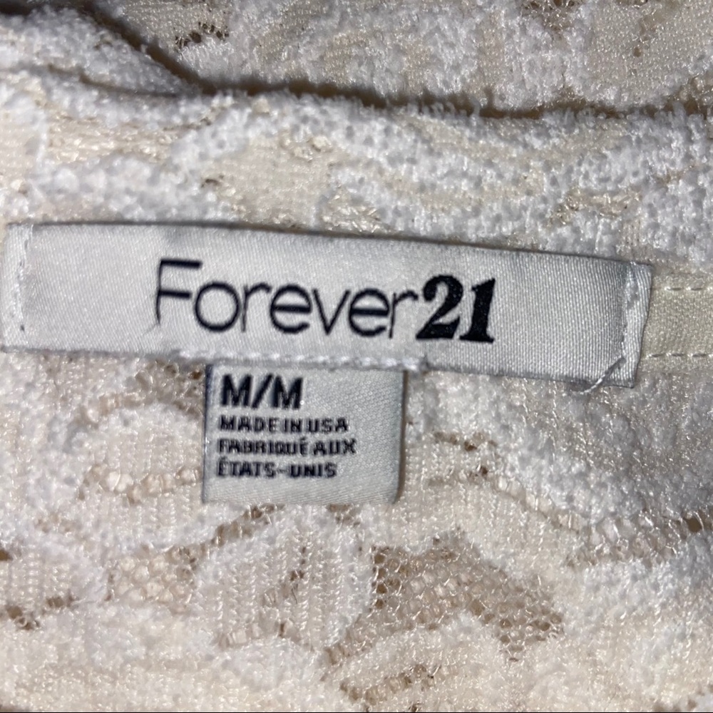 Forever 21 Sheer Lace 3/4 Sleeve Top Cream Womens Size Medium - Picture 5 of 7